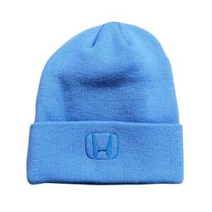 NEW Honda Blue Embroidered Logo Cuffed Beanie Hat Mens One Size Acrylic Knit